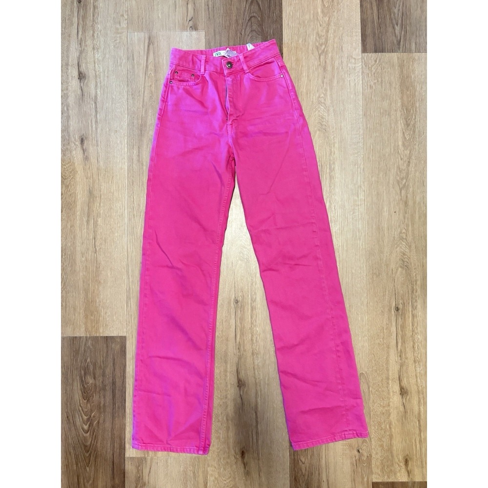 Zara Womens Pink Straight Leg Denim Jeans Size 2 NEW Y2K Boho